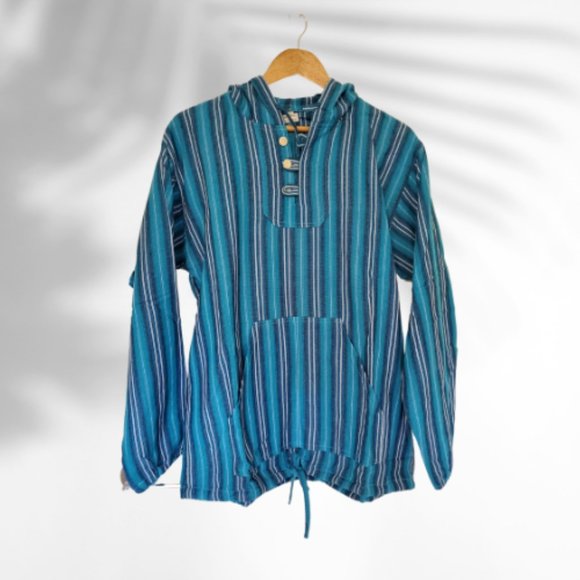 NWOT Unisex Bohemian Hoodie, Relaxed Striped Pullover, - Picture 1 of 7